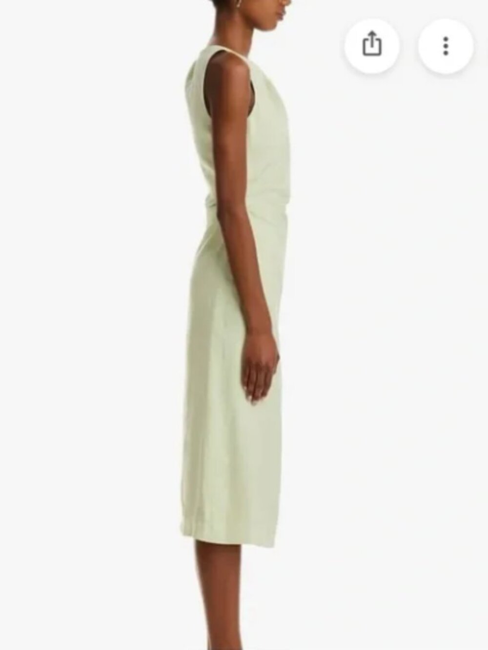 New Theory Linen Blend Draped Midi Dress Aloe - Picture 6 of 10